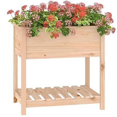 VidaXL Plantenbak met schap 82,5x54x81 cm massief grenenhout