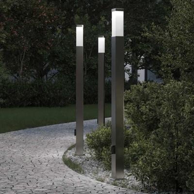 Bolderverlichting met stopcontact 3 stuks 110 cm RVS IP44