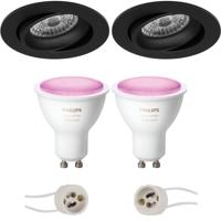 Pragmi Delton Pro - Inbouw Rond - Mat Zwart - Kantelbaar - Ø82mm - Philips Hue - LED Spot Set GU10 - White and Color Ambiance - Bluetooth - thumbnail
