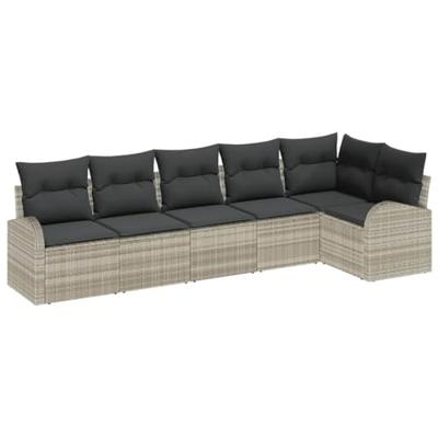 Tuinbankenset met kussen 6 pcs Lichtgrijs poly rattan