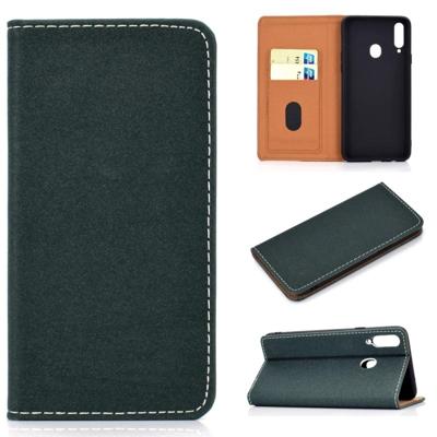 Voor Galaxy A10s effen kleur magnetische horizontale Flip lederen draagtas met kaartsleuf & houder (groen) Voor Galaxy A10s effen kleur magnetische horizontale Flip lederen draagtas met kaartsleuf & houder (groen)