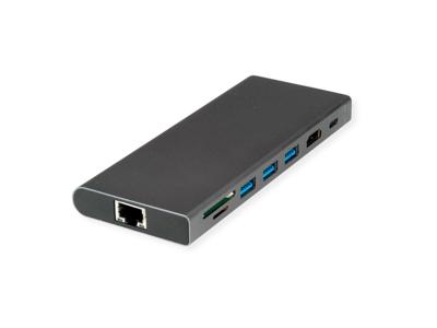 VALUE USB Type C Docking Station, HDMI 4K60 , 4x US3.2Gen1 (1x C + 3x A), 1x PD, 1x SD/TF, 1x RJ45, 1x 3.5mm
