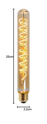 Lucide T32 - Filament lamp - Ø 3,2 cm - LED Dimb. - E27 - 1x4,9W 2200K - Amber