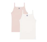 Set van 2 hemdjes met dunne bandjes van katoen PETIT BATEAU lichtroze - thumbnail