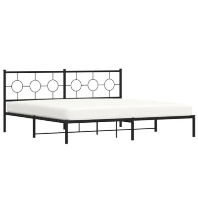 Bedframe met hoofdbord metaal zwart 193x203 cm Bedframe met hoofdbord metaal zwart 193x203 cm