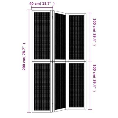 Kamerscherm met 3 panelen massief paulowniahout bruin Kamerscherm met 3 panelen massief paulowniahout bruin