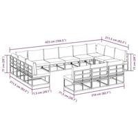 Tuinbankenset met kussen 13 pcs Zwart Aluminium - thumbnail