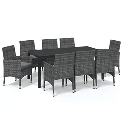 9-delige Tuinset met kussens poly rattan grijs - thumbnail
