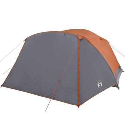 Tent 4-persoons 350x280x155 cm 190T taft grijs en oranje Tent 4-persoons 350x280x155 cm 190T taft grijs en oranje