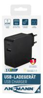 Ansmann Home Charger 247PD USB-oplader 45 W 1x USB-A, 1x USB-C USB PD Zwart Binnen - thumbnail