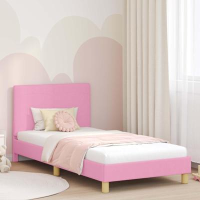 Bedframe voor kinderen met hoofdbord Roze 90 x 200 cm Stof