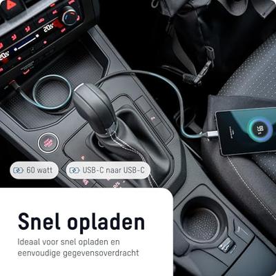 Ansmann USB-C-kabel USB-C stekker 1.2 m Zwart Textielmantel 1700-0186