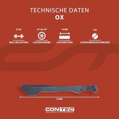 CONTEC achtervorkstandaard "ox back" ct rear kickstand ox 18 mm 24"-29" matt black. m6