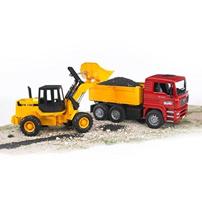 bruder MAN TGA kiepauto met FR130 wiellader modelvoertuig - thumbnail