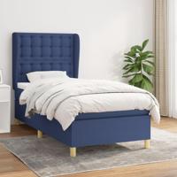 Boxspring met matras stof blauw 100x200 cm - thumbnail