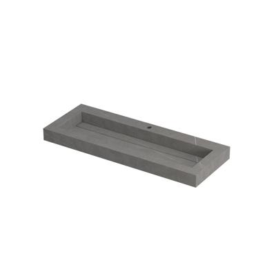 INK Pitch Wastafel Keramische Slab Centraal met Drain en Front en Side Skirts 1 Kraangat - 1200x450x90 mm - Armani Grey Mat
