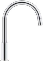 Grohe QuickFix Start Curve keukenmengkraan met uittrekbare handdouche rond chroom - thumbnail