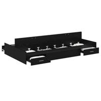 Opbergbedframe met lade Zwart eiken 120 x 200 cm Bewerkt hout - thumbnail