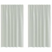 Gordijnen voile met roedezakken 2 st lichtgrijs - thumbnail
