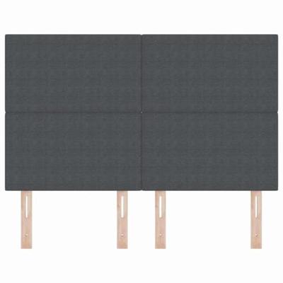 LED Hoofdbord met LED-striplichten Donkergrijs 144 cm Polyester