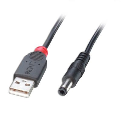 LINDY 70267 USB-kabel USB 2.0 USB-A stekker, DC-stekker 5,5 mm 1.50 m Zwart