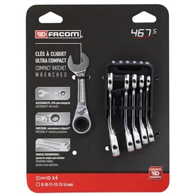 Facom SET KORTE RATELRINGSTEEKSLEUTELS IN HOUDER - 467BS.JP6PB