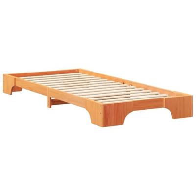 Bedframe met opslag Bruin 80 x 210 cm Massief grenenhout