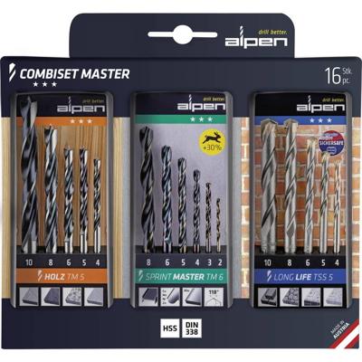 Alpen Combiset Master 0000811003100 Universeel boorassortiment 16-delig Metaal, Steen, Beton, Hout, Metselwerk 2 mm, 3 mm, 4 mm, 5 mm, 6 mm, 7 mm, 8 mm, 10 mm Alpen Combiset Master 0000811003100 Universeel boorassortiment 16-delig Metaal, Steen, Beton, Hout, Metselwerk 2 mm, 3 mm, 4 mm, 5 mm, 6 mm, 7 mm, 8 mm, 10 mm