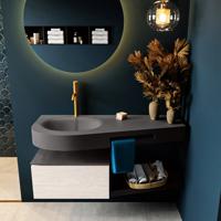 MONDIAZ RIVA 120cm badmeubel onderkast / planchet kleur Underlayment met 1 lade. Wastafel DULCET links 1 kraangat kleur Dark_Grey. - thumbnail