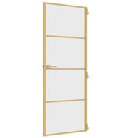 Binnendeur smal 76x201,5 cm gehard glas en aluminium goudkleur - thumbnail