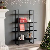 Boekenkast met 4 schappen 100x30x140 cm grenenhout zwart - thumbnail