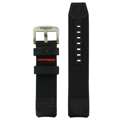 Horlogeband Tissot T600038302 Leder/Textiel Zwart 22mm