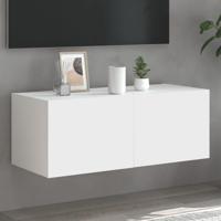 Tv-wandmeubel met LED-verlichting 80x35x31 cm wit - thumbnail