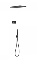 Regendoucheset Tres Shower Technology Inbouw Elektrische Thermostaat 3-Weg met Wand Waterval Douchekop 55x28 cm Mat Zwart Tres - thumbnail