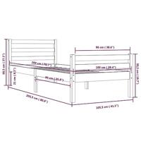 Bedframe massief hout zwart 100x200 cm - thumbnail