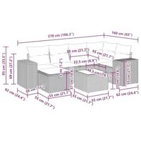 7-delige Loungeset met kussens poly rattan bruin - thumbnail