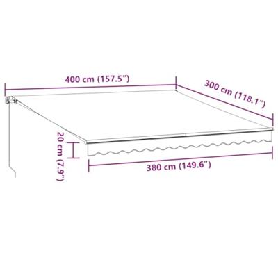 Luifel handmatig uittrekbaar met LED's 400x300 cm bordeauxrood