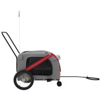 VidaXL Hondenfietstrailer oxford stof en ijzer rood en grijs - thumbnail