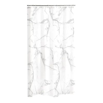 Douchegordijn 180x200 textiel Marmer wit.