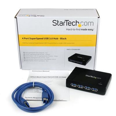 StarTech.com 4-poorts zwarte SuperSpeed USB 3.0-hub (ST4300USB3GB)