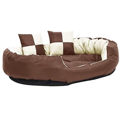 VidaXL Hondenkussen omkeerbaar en wasbaar 110x80x23 cm bruin en crème