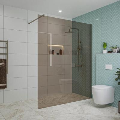 Fortifura Galeria inloopdouche - 160x200cm - rookglas - wandarm - Geborsteld Gunmetal PVD SW797942/SW797907