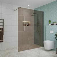 Fortifura Galeria inloopdouche - 160x200cm - rookglas - wandarm - Geborsteld Gunmetal PVD SW797942/SW797907 - thumbnail