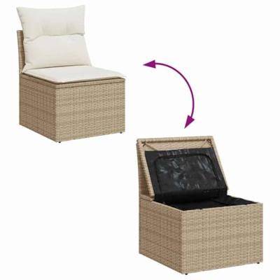 8-delige Tuinbankenset met kussens poly rattan acacia beige