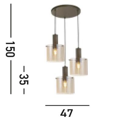 Searchlight Bruine hanglampSweden 3-lichts - 88910-3MO