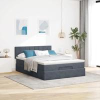 Ottoman bed met matras 140x200cm fluweel donkergrijs - thumbnail