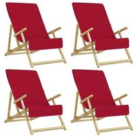 VidaXL Strandhanddoeken 4 st 400 g/m² 60x135 cm stof bordeauxrood - thumbnail
