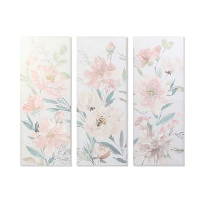 Schilderij DKD Home Decor Blommor 55 x 3 x 135 cm Shabby Chic (3 Onderdelen)