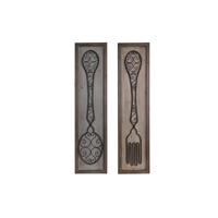 Decoratieve figuren DKD Home Decor Verouderde afwerking Metaal Hout Bestekken (24 x 5 x 99 cm) (2 Stuks) - thumbnail