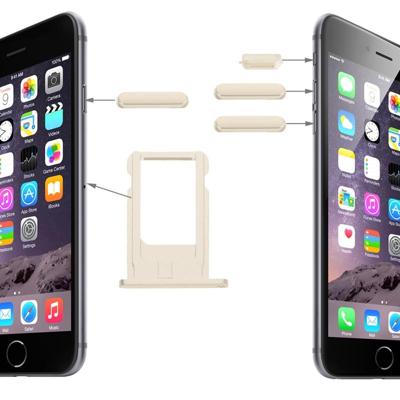 Originele kaart lade & Volume controle sleutel & scherm Lock toets & Mute Switch Vibrator toets Kit voor de iPhone 6 (licht goud)